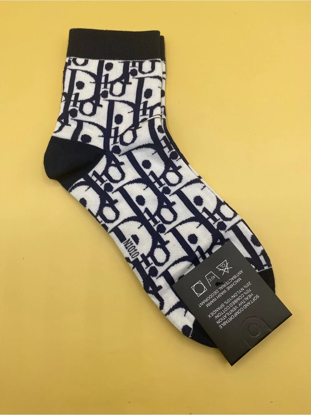 Dior Navy and White Monogram Crew Socks